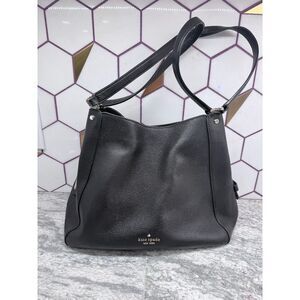 Kate Spade Leila Medium Triple Compartment Pebbled Leather Shoulder Bag - Black